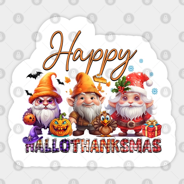 Happy Hallothanksmas Gnomes #2 Sticker by Chromatic Fusion Studio